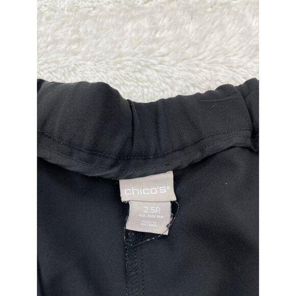 Chicos Womens Dress Pants 2.5R 14 Black Pull On Zip Pockets Elastic Waist - Picture 3 of 7